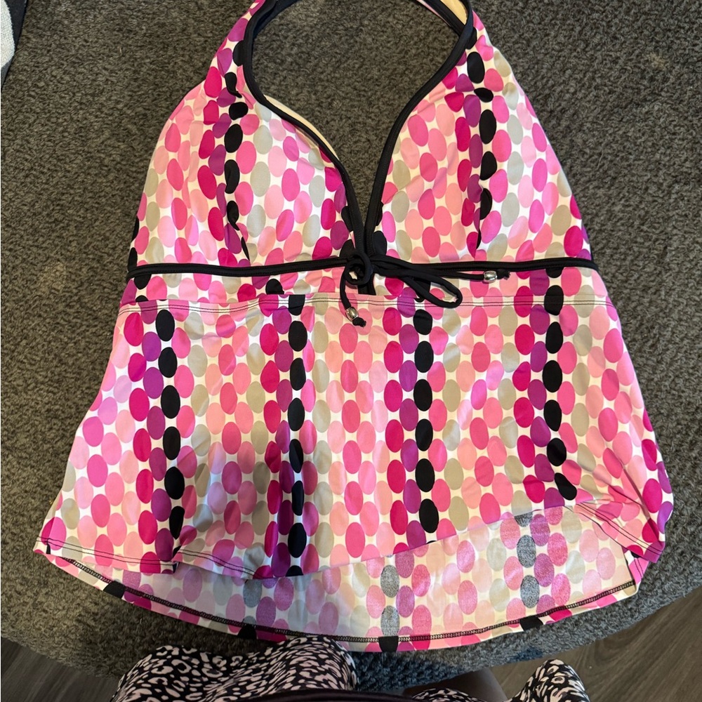Stylish Pink Polka Dot Women's Swim Top